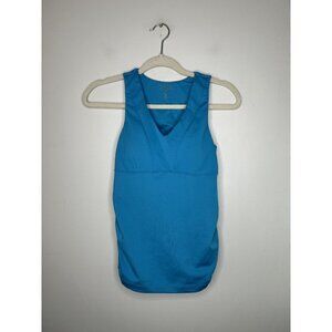 ATHLETA Empire V-neck Bra Cup Support Tank Top Blue Active Wear Size 32B